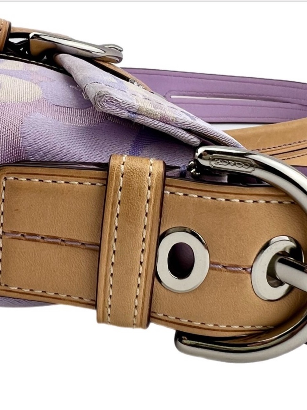 COACH Purple Soho Signature LADYBUG Shoulder Bag/Leather Buckle Style 1555 Y2K - Picture 15 of 16